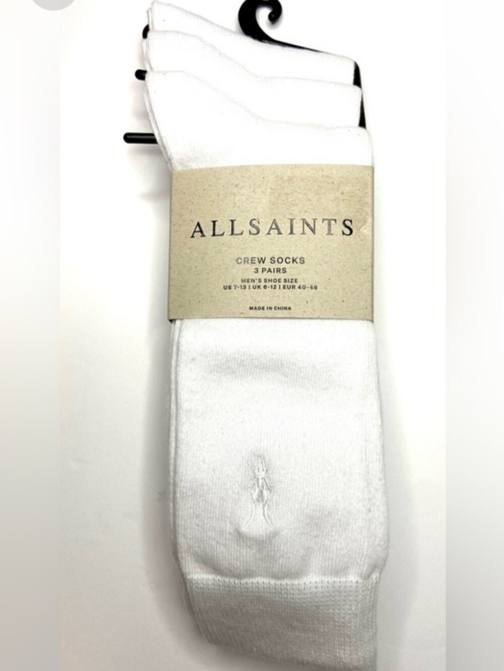 AllSaints White Crew Socks - Pack of 3